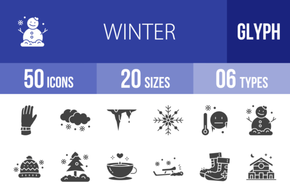 50 Winter Glyph Icons: Your Essential Design Toolkit