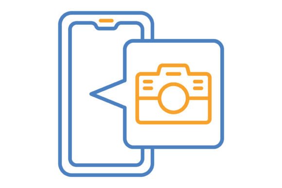 Camera Blue & Orange Line Icon: A Versatile Design Asset