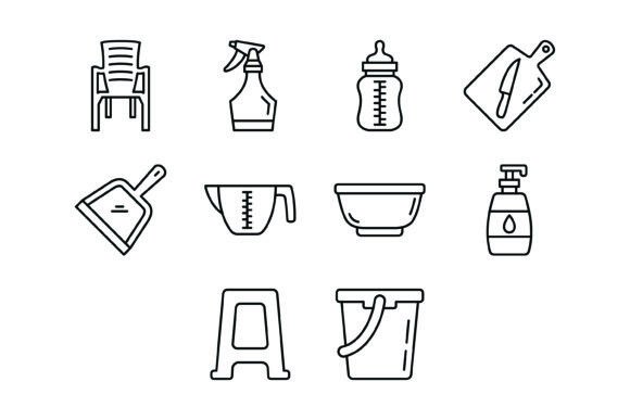 Elevate Your Brand with the 10 Plastic Products Outline Icons Bundle