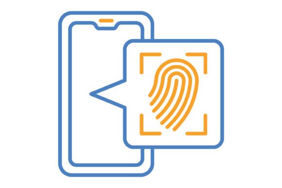 Fingerprint Scan Blue & Orange Line Icon: A Designer's Asset