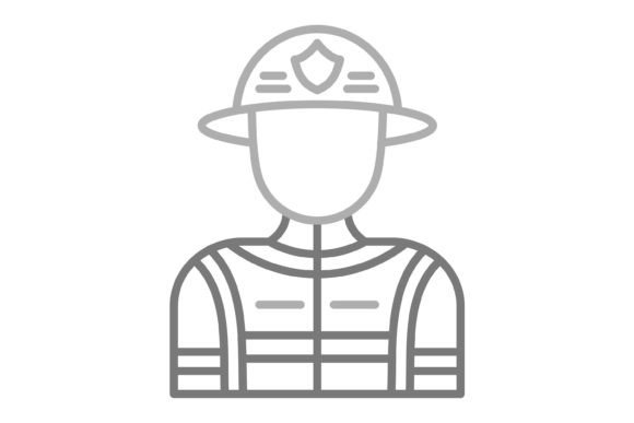 Fireman Greyscale Line Icon: Practical Design Asset