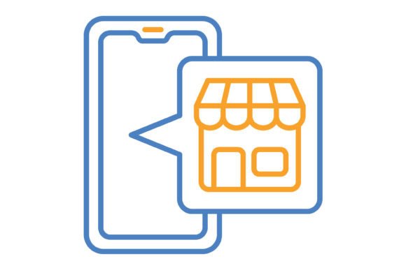 Streamline Your Brand with the Online Shop Blue & Orange Line Icon