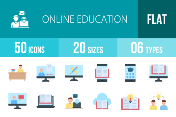 Streamline Your EdTech Visuals with 49 Flat Multicolor Icons