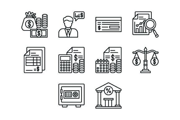 Streamline Your Visuals: The 10 Accounting Outline Icons Bundle