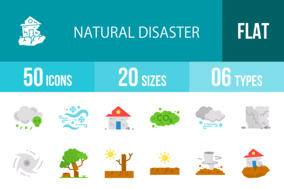Visualizing Climate Chaos: The 50 Natural Disaster Flat Multicolor Icon Set