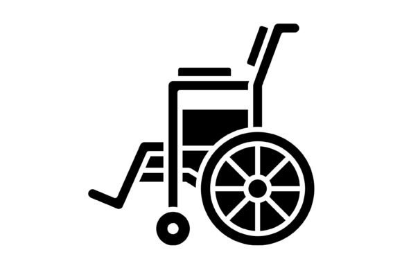 Wheel Chair Glyph Icon: Modern Design for Digital & Print