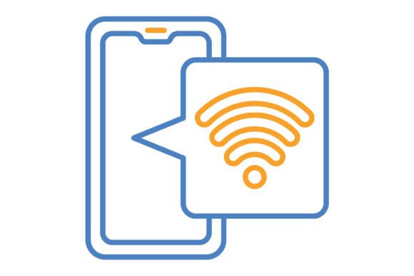 Wifi Blue & Orange Line Icon: Practical Design for Digital and Print